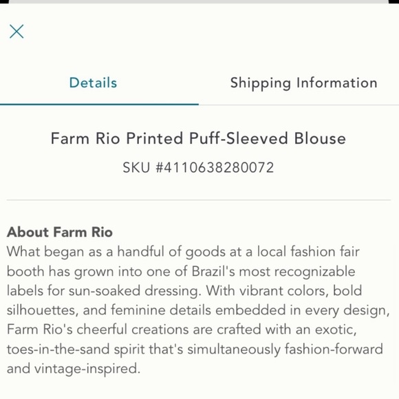 Anthropologie NWT Farm Rio Printed Puff - Sleeved
Blouse Size XS. But - Picture 9 of 10